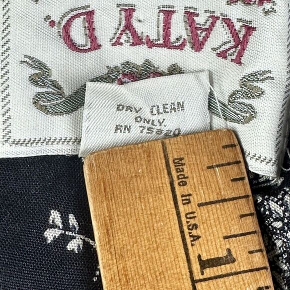 Vintage Katy D Dress Womens 14 16 Black Floral Empire Waist Y2K Flowy Pockets* - Picture 12 of 12